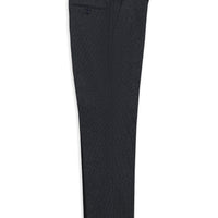 Koyu Lacivert Slim Fit Dar Kesim Desenli Flanel Klasik Pantolon