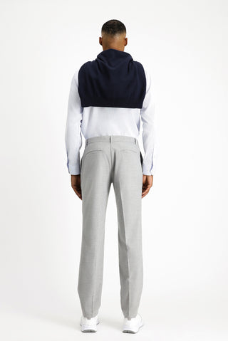  Açık Gri Slim Fit Dar Kesim Likralı Pileli Klasik Kumaş Pantolon