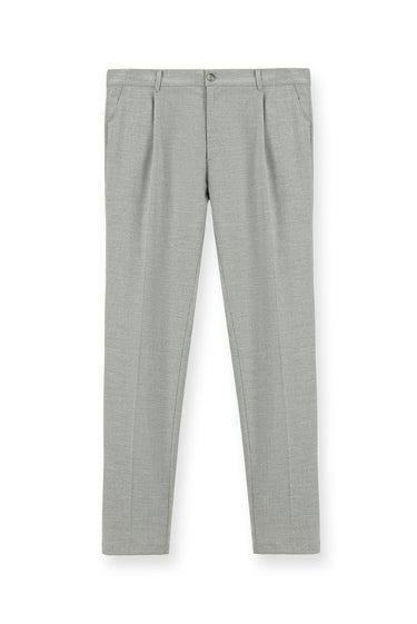Açık Gri Regular Fit Likralı Pileli Klasik Kumaş Pantolon