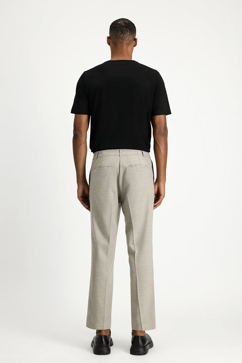 Açık Bej 7 Drop Slim Fit Dar Kesim Likralı Pileli Klasik Kumaş Pantolon