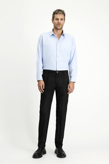  Koyu Antrasit Slim Fit Dar Kesim Likralı Pileli Klasik Kumaş Pantolon