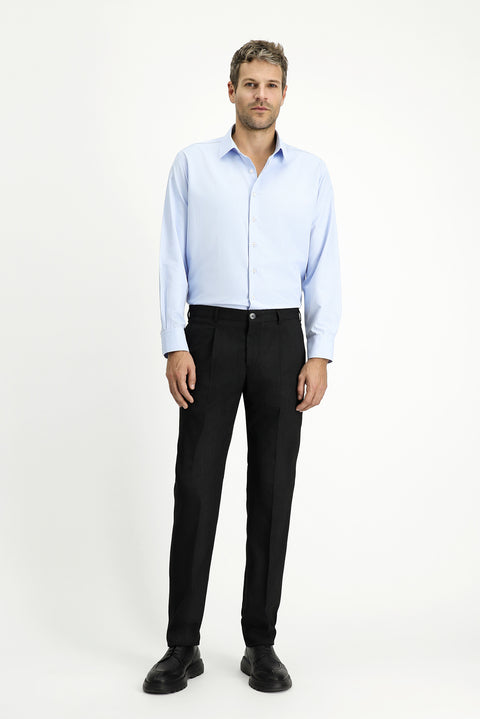 Koyu Antrasit 7 Drop Slim Fit Dar Kesim Likralı Pileli Klasik Kumaş Pantolon