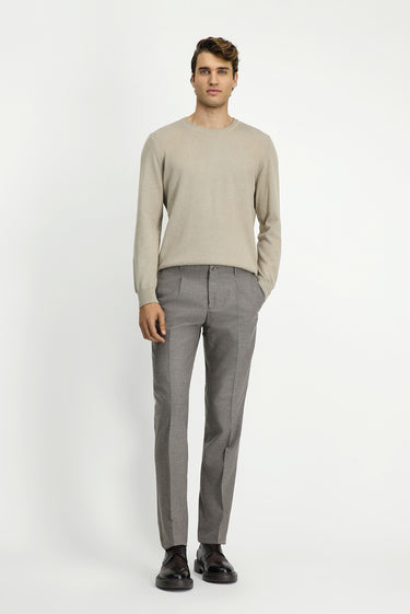 Orta Vizon Slim Fit Dar Kesim Likralı Pileli Klasik Kumaş Pantolon