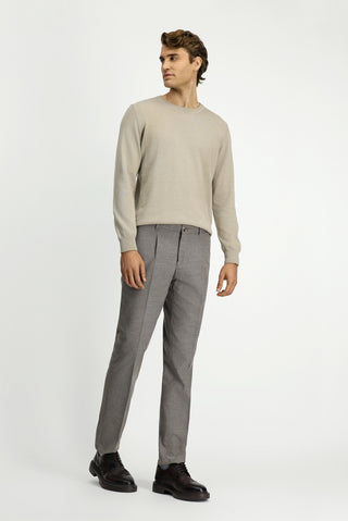  Orta Vizon Slim Fit Dar Kesim Likralı Pileli Klasik Kumaş Pantolon