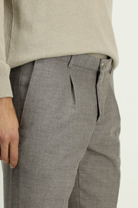 Orta Vizon 7 Drop Slim Fit Dar Kesim Likralı Pileli Klasik Kumaş Pantolon