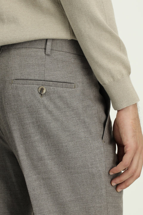 Orta Vizon 7 Drop Slim Fit Dar Kesim Likralı Pileli Klasik Kumaş Pantolon