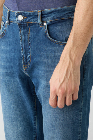  Havacı Mavi 6 Drop Regular Fit Standart Kesim Likralı Denim Pantolon