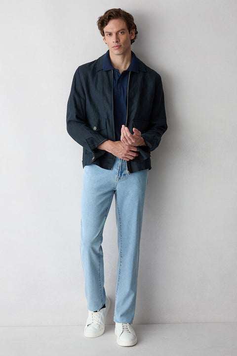 Uçuk Mavi Relaxed Fit Rahat Kesim 5 Cep Pamuklu Denim Pantolon