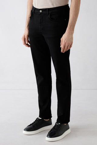  Siyah Regular Fit Düz Pamuklu 5 Cep Denim Pantolon