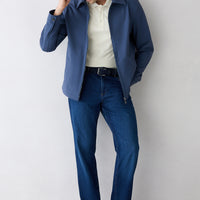 Dark Navy Regular Fit Plain Cotton 5-Pocket Denim Trousers
