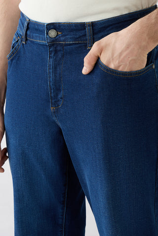  Koyu Lacivert Regular Fit Düz Pamuklu 5 Cep Denim Pantolon