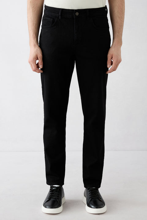 Black Regular Fit Standard Cut 5-Pocket Denim Trousers