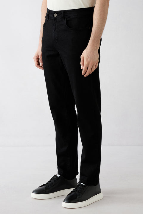 Black Regular Fit Standard Cut 5-Pocket Denim Trousers