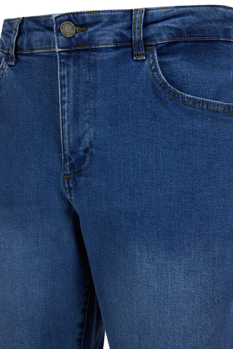 Light Blue Regular Fit Plain Cotton Denim Trousers