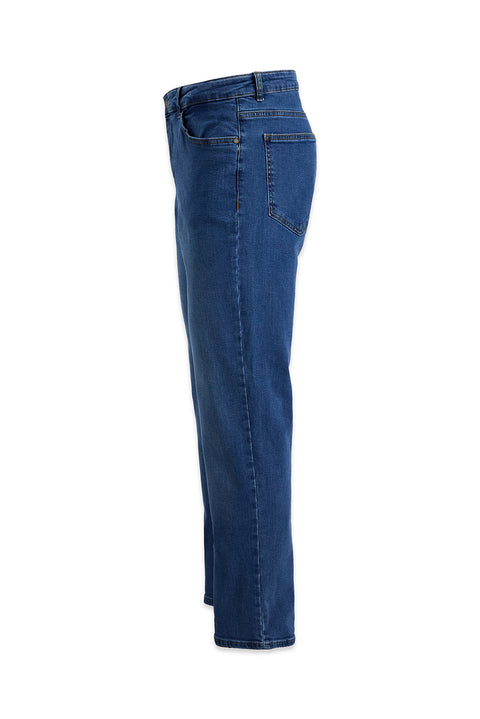 Light Blue Regular Fit Plain Cotton Denim Trousers