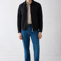 Dark Blue Regular Fit Plain Cotton Denim Trousers