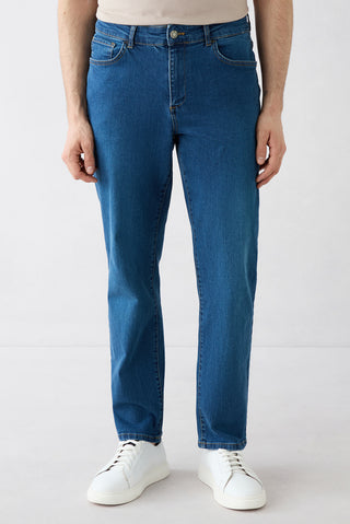  Koyu Mavi  7 Drop Slim Fit Dar Kesim 5 Cep Denim Pantolon