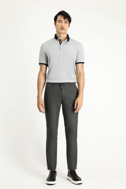 Koyu Füme 6 Drop Regular Fit Standart Kesim Beli Lastikli Bağcıklı Klasik Pantolon