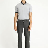 Dark Charcoal Regular Fit Standard Cut Elasticated Waist Drawstring Classic Trousers