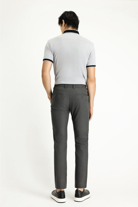 Koyu Füme Regular Fit Standart Kesim Beli Lastikli İpli Likralı Pantolon