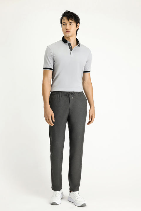 Dark Charcoal Relaxed Fit Drawstring Waistband Trousers