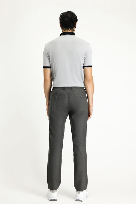 Dark Charcoal Relaxed Fit Drawstring Waistband Trousers