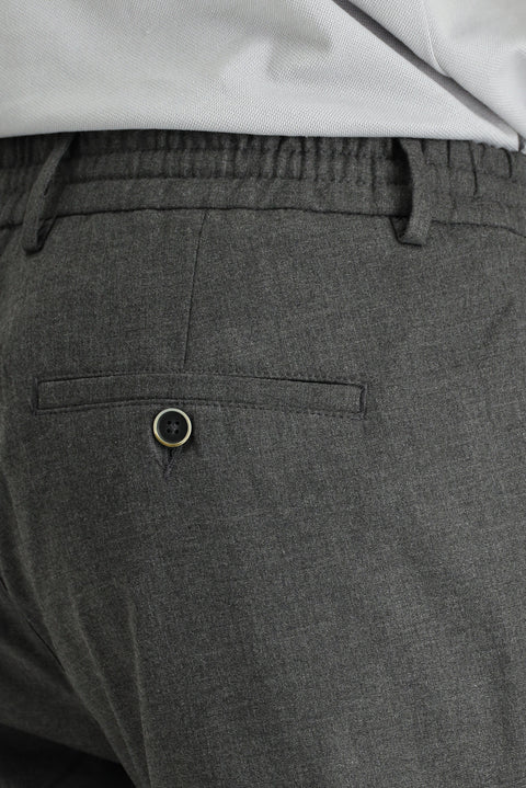 Koyu Füme 4 Drop Relaxed Fit Rahat Kesim Beli Lastikli İpli Likralı Pantolon