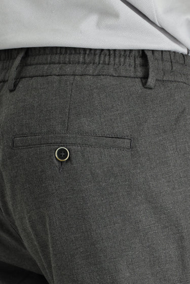 Koyu Füme Relaxed Fit Rahat Kesim Beli Lastikli İpli Likralı Pantolon