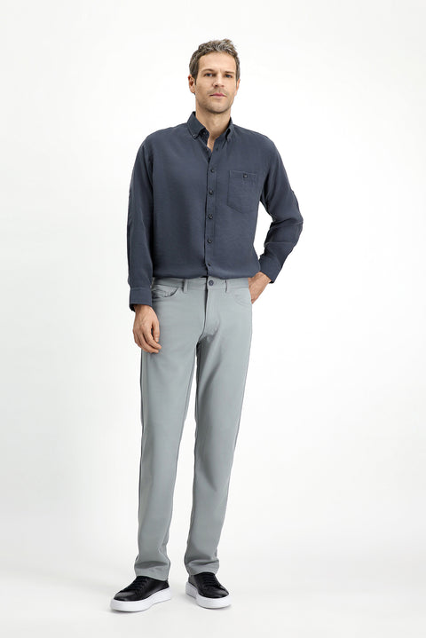 Orta Gri 7 Drop Slim Fit Dar Kesim Kanvas / Chino Pantolon