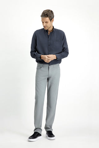  Orta Gri Slim Fit Dar Kesim Kanvas / Chino Pantolon
