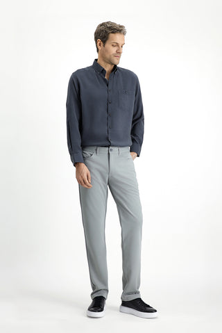  Orta Gri 6 Drop Regular Fit Standart Kesim Kanvas / Chino Pantolon-Ki??l?