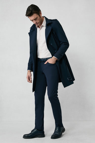  Koyu Lacivert 7 Drop Slim Fit Dar Kesim Kanvas / Chino Pantolon