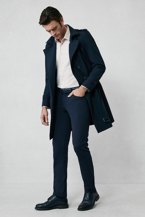 Koyu Lacivert 6 Drop Regular Fit Standart Kesim Kanvas / Chino Pantolon