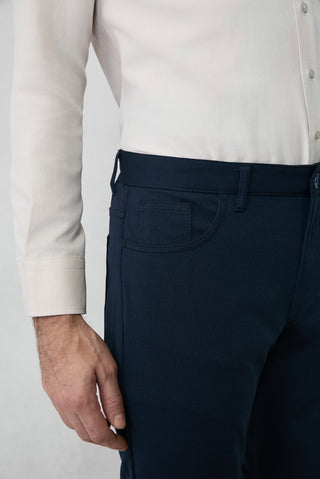  Koyu Lacivert Slim Fit Dar Kesim Kanvas / Chino Pantolon