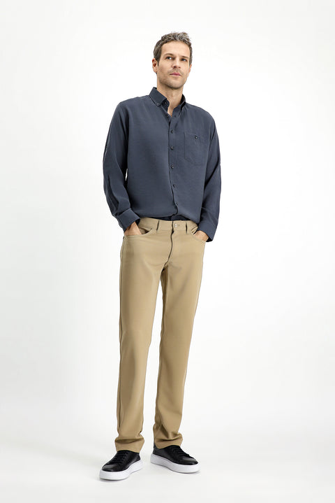 Açık Bej Slim Fit Dar Kesim Kanvas / Chino Pantolon