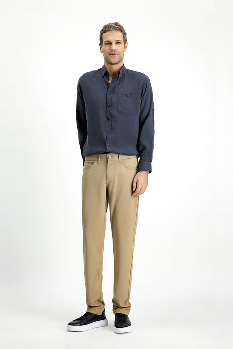 Light Beige Regular Fit Standard Cut Canvas / Chino Trousers