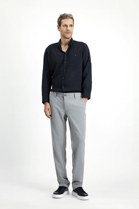Orta Gri Super Slim Fit Eksra Dar Kesim 4 Mevsim Esnek Chino Spor Pantolon