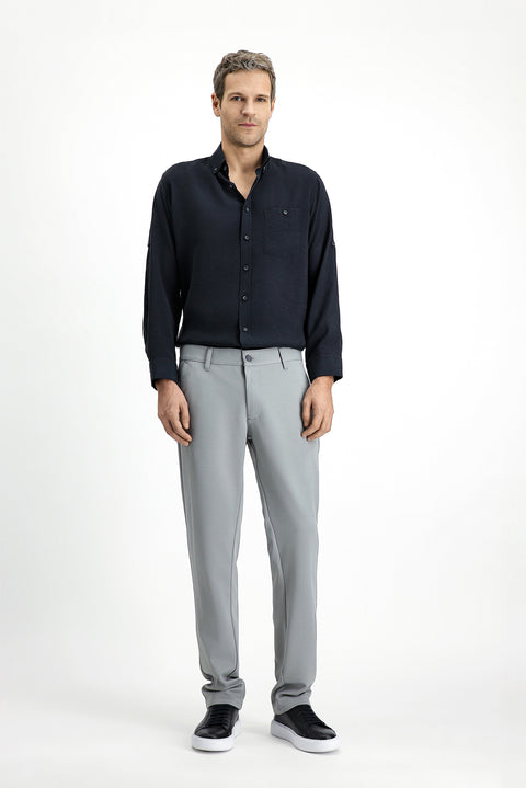 Orta Gri Super Slim Fit Eksra Dar Kesim 4 Mevsim Esnek Chino Spor Pantolon