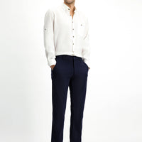 Koyu Lacivert Regular Fit Kanvas / Chino Pantolon