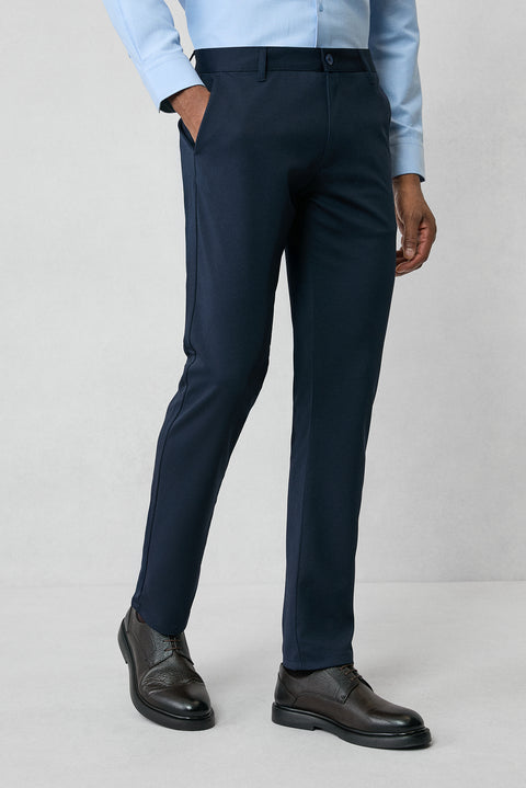 Koyu Lacivert Super Slim Fit Eksra Dar Kesim 4 Mevsim Esnek Chino Spor Pantolon