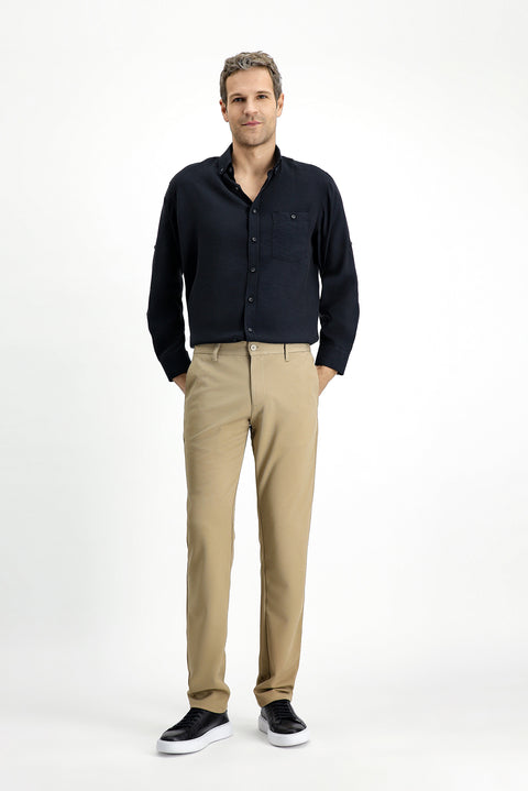 Açık Bej 7 Drop Super Slim Fit Eksra Dar Kesim 4 Mevsim Esnek Chino Spor Pantolon