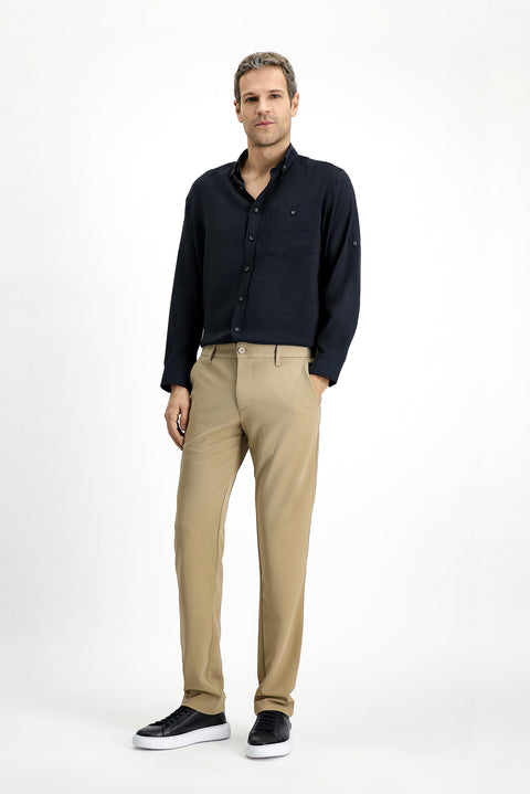 Açık Bej 7 Drop Slim Fit Dar Kesim 4 Mevsim Esnek Chino Spor Pantolon