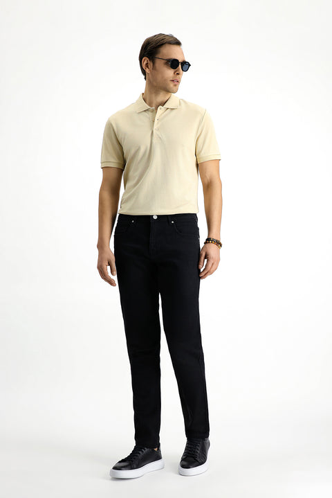 Siyah 7 Drop Slim Fit Dar Kesim Likralı Denim Pantolon