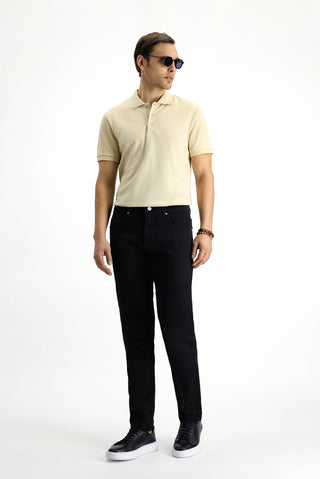  Siyah Regular Fit Likralı Denim Pantolon