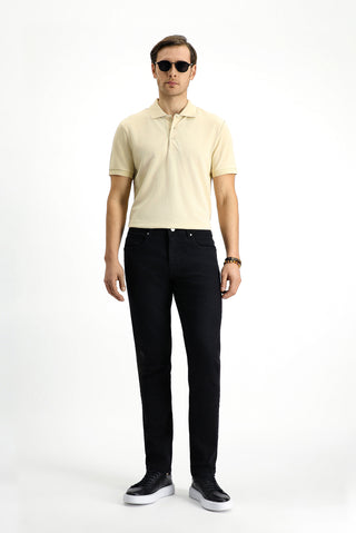  Siyah Regular Fit Likralı Denim Pantolon