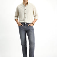 Orta Gri 7 Drop Slim Fit Dar Kesim Likralı Denim Pantolon