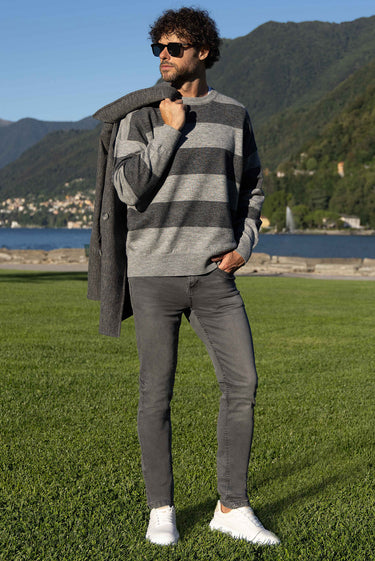  Orta Gri Regular Fit Likralı Denim Pantolon