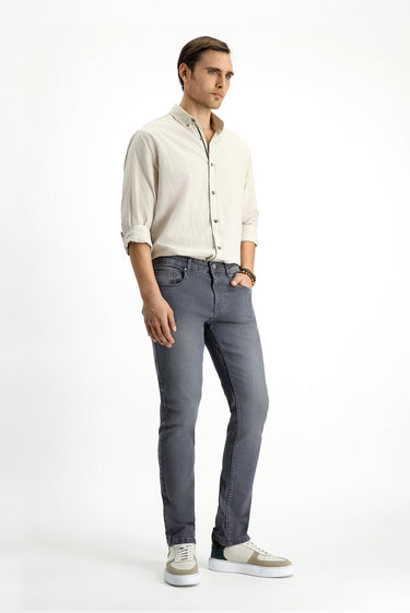  Orta Gri Regular Fit Likralı Denim Pantolon