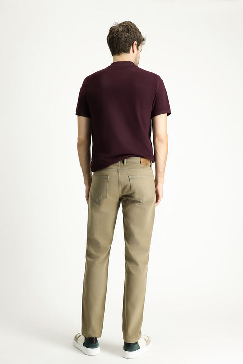 Orta Haki Regular Fit Standart Kesim Denim Pamuk Pantolon