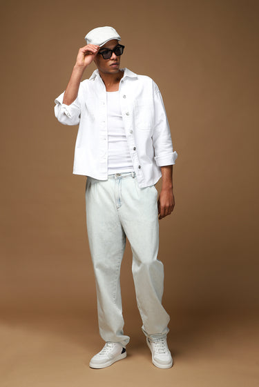 Açık Mavi Relaxed Fit Rahat Kesim Pamuk Denim Pantolon